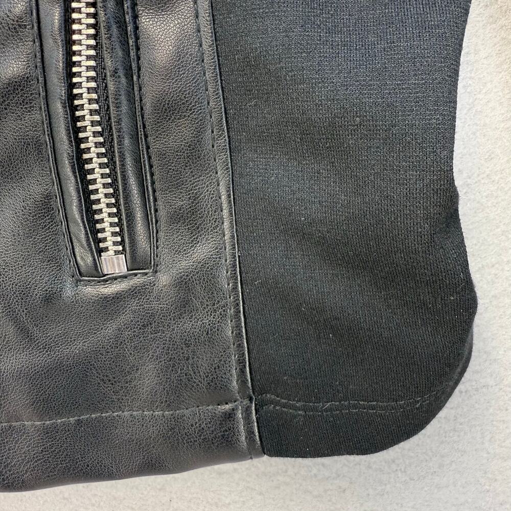 Black Rivet Vegan Leather Jacket Women's L Black GIII Moto Motorcycle Stretch - Picture 8 of 13